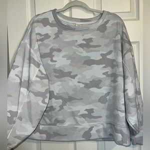 Over sized white camo crew neck